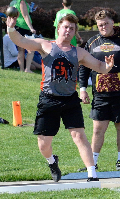 Shot puts himself into Class 2A top-10 ...  Waukon boys track junior Brady Sullivan launches a shot put effort in the Class 2A shot put competition at the State Track Meet in Des Moines Thursday, May 17. Sullivan posted a best throw of 50’7.5” to finish ninth in the 24-thrower field of Class 2A competitors. View and find out how to purchase this photo and many more by clicking on the Photo Galleries link on The Standard’s website, www.waukonstandard.com.